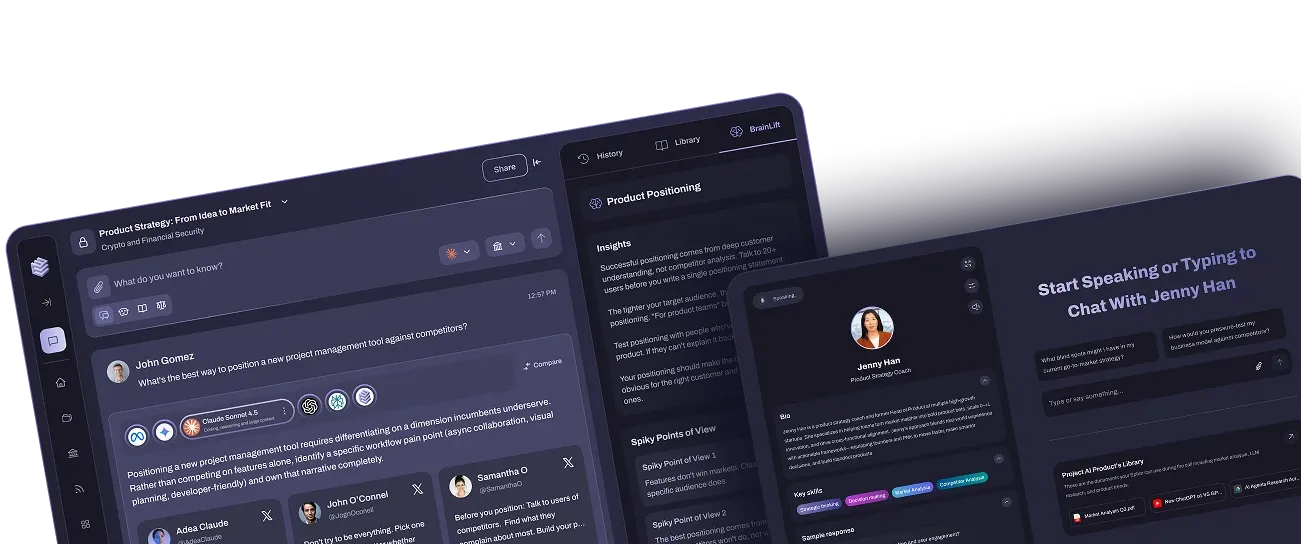 Ephor AI workspace interface showing multiple chat windows and AI model responses